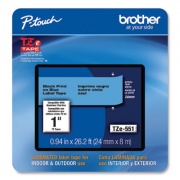 Brother TZe Laminated Removable Label Tapes, 0.94" x 26.2 ft, Black on Blue (TZE551CS)