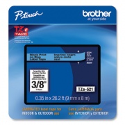 Brother TZe Laminated Removable Label Tapes, 0.35" x 26.2 ft, Black on Blue (TZE521CS)