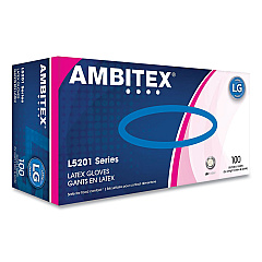 AMBITEX L5201 Series Powder-Free Latex Gloves, 4 mil, Large, Cream, 100/Box (TXILLG5201)