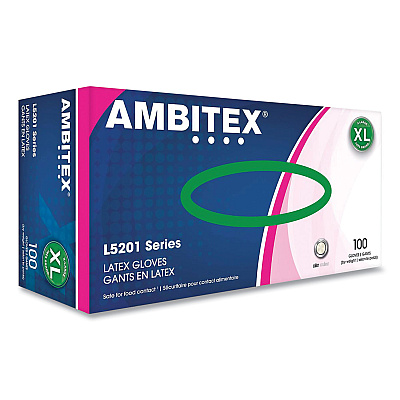 AMBITEX L5201 Series Powder-Free Latex Gloves, 4 mil, X-Large, Cream, 100/Box (TXILXL5201)