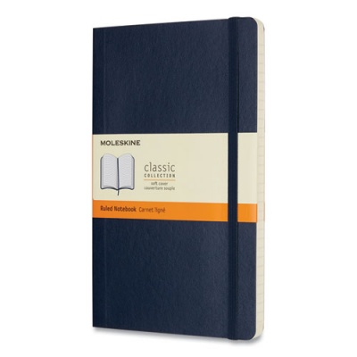 Moleskine Classic Softcover Notebook, 1-Subject, Narrow Rule, Sapphire Blue Cover, (192) 8.25 x 5 Sheets (QP616B20)