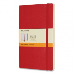 Moleskine Classic Softcover Notebook, 1-Subject, Narrow Rule, Scarlet Red Cover, (192) 8.25 x 5 Sheets (QP616F2)