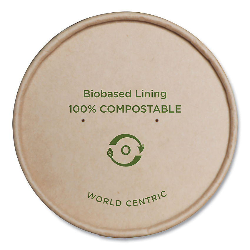 World Centric Paper Lids for Bowls, 4.6" Diameter, Kraft, 500/Carton (WORBOLPA12K)
