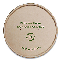 World Centric Paper Lids for Bowls, 3.6" Diameter, Kraft, 500/Carton (WORBOLPA8K)