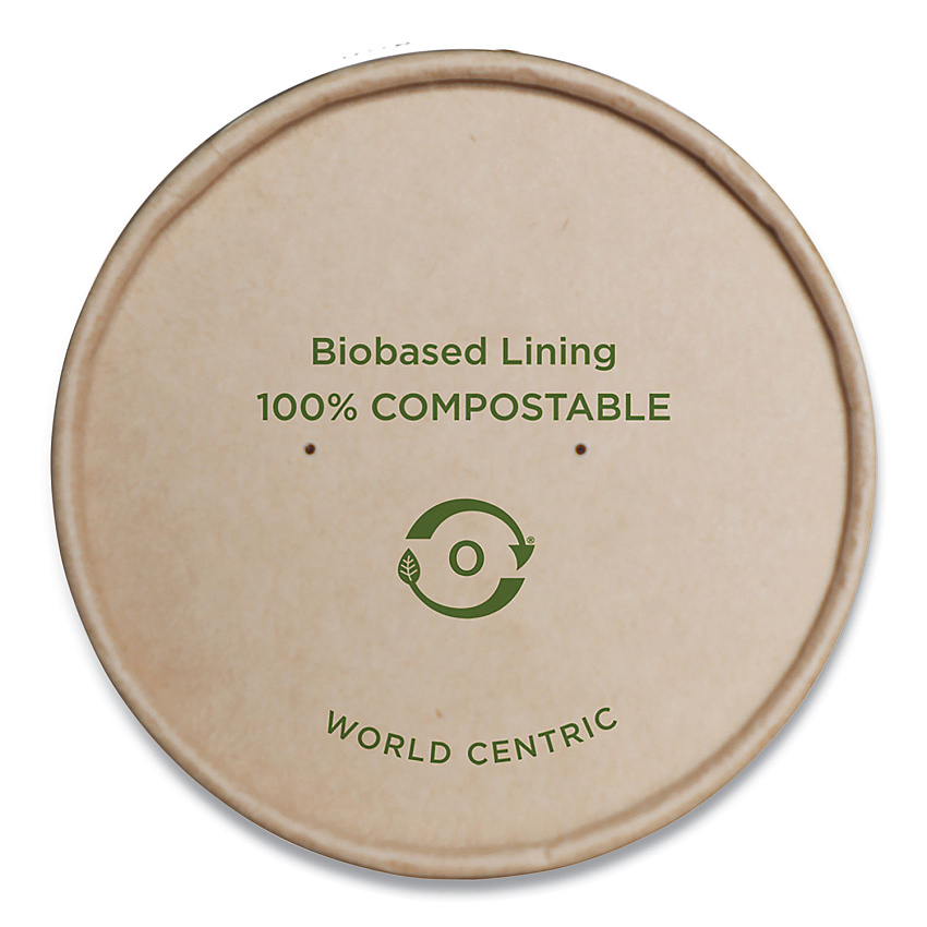 World Centric Paper Lids for Bowls, 3.6" Diameter, Kraft, 500/Carton (WORBOLPA8K)