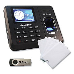 Acroprint BioTouch Time Clock and Badges Bundle, 10,000 Employees, Black (ACPBTR150)