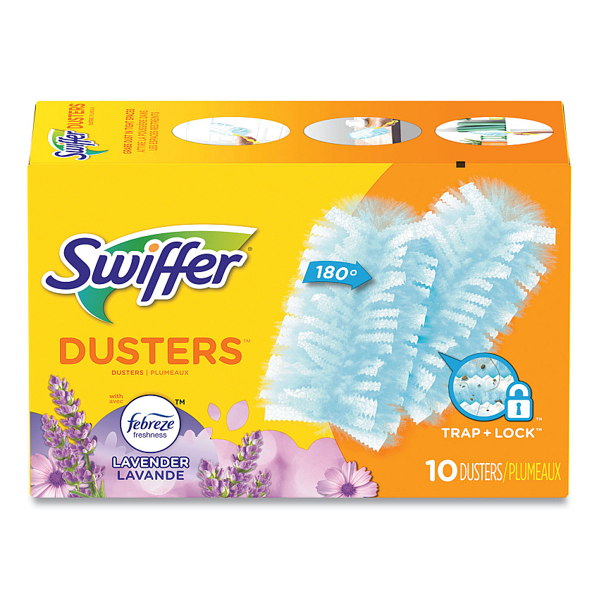 Swiffer Refill Dusters, DustLock Fiber, Light Blue, Lavender Vanilla Scent,10/Box,4 Boxes/Carton (PGC21461CT)