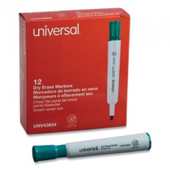 Universal Dry Erase Marker, Broad Chisel Tip, Green, Dozen (43654)