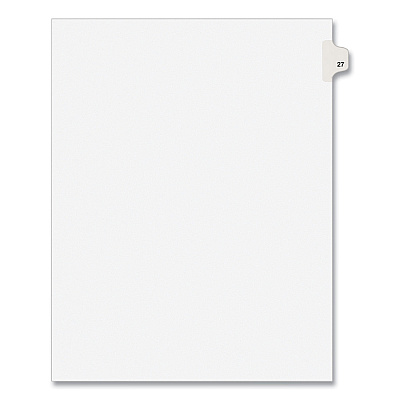 Preprinted Legal Exhibit Side Tab Index Dividers, Avery Style, 10-Tab, 27, 11 x 8.5, White, 25/Pack, (1027) (AVE01027)