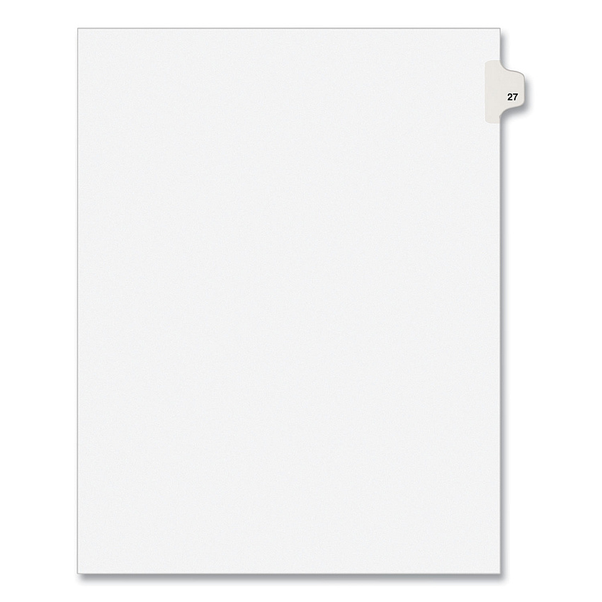 Preprinted Legal Exhibit Side Tab Index Dividers, Avery Style, 10-Tab, 27, 11 x 8.5, White, 25/Pack, (1027) (AVE01027)