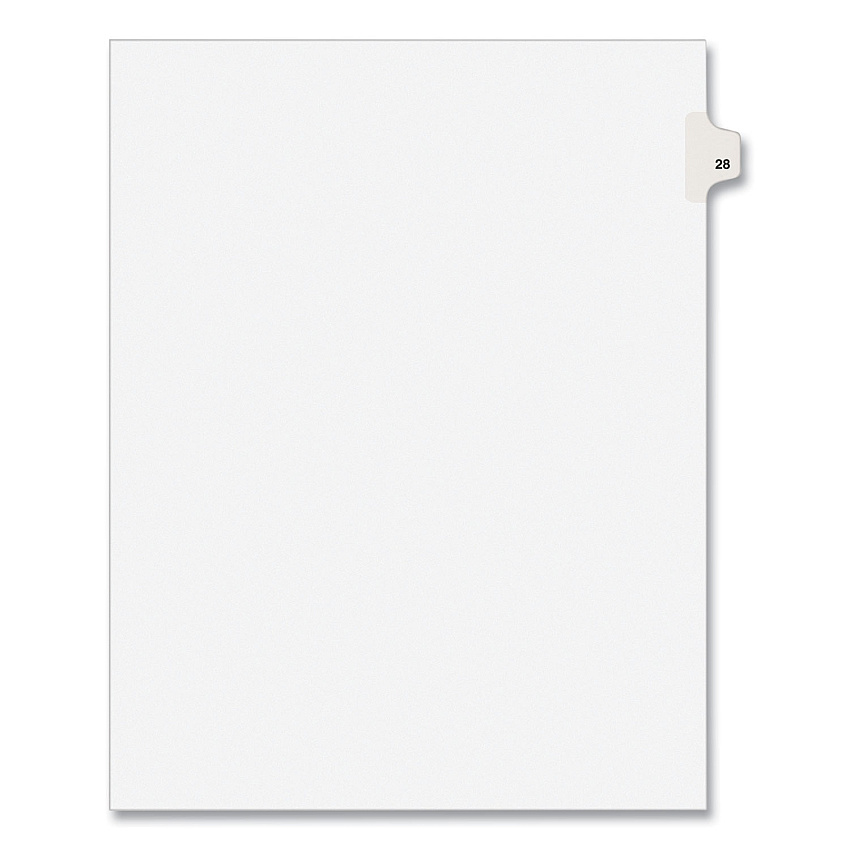 Preprinted Legal Exhibit Side Tab Index Dividers, Avery Style, 10-Tab, 28, 11 x 8.5, White, 25/Pack, (1028) (AVE01028)