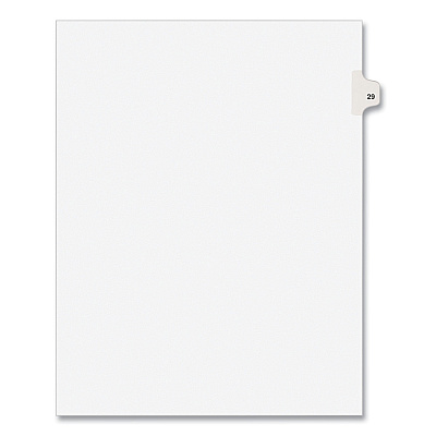 Preprinted Legal Exhibit Side Tab Index Dividers, Avery Style, 10-Tab, 29, 11 x 8.5, White, 25/Pack (AVE01029)