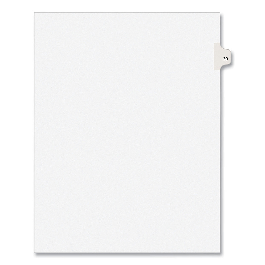 Preprinted Legal Exhibit Side Tab Index Dividers, Avery Style, 10-Tab, 29, 11 x 8.5, White, 25/Pack (AVE01029)