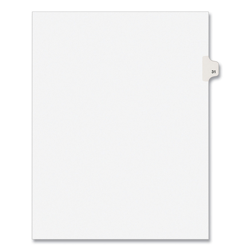 Preprinted Legal Exhibit Side Tab Index Dividers, Avery Style, 10-Tab, 31, 11 x 8.5, White, 25/Pack, (1031) (AVE01031)