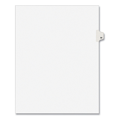 Preprinted Legal Exhibit Side Tab Index Dividers, Avery Style, 10-Tab, 32, 11 x 8.5, White, 25/Pack, (1032) (AVE01032)