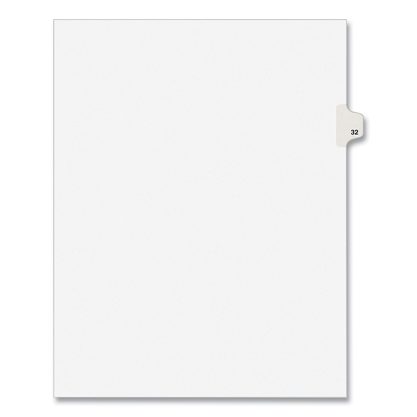 Preprinted Legal Exhibit Side Tab Index Dividers, Avery Style, 10-Tab, 32, 11 x 8.5, White, 25/Pack, (1032) (AVE01032)