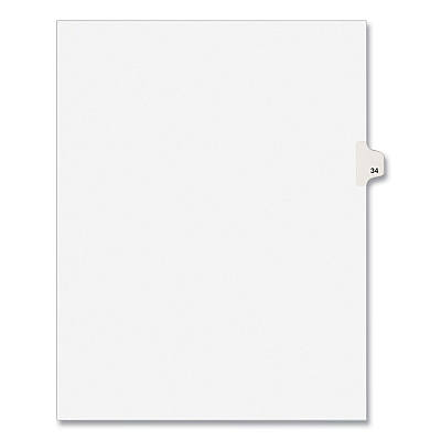 Preprinted Legal Exhibit Side Tab Index Dividers, Avery Style, 10-Tab, 34, 11 x 8.5, White, 25/Pack, (1034) (AVE01034)