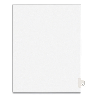 Preprinted Legal Exhibit Side Tab Index Dividers, Avery Style, 10-Tab, 49, 11 x 8.5, White, 25/Pack, (1049) (AVE01049)