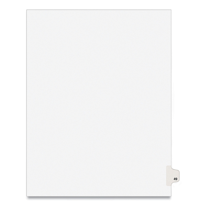 Preprinted Legal Exhibit Side Tab Index Dividers, Avery Style, 10-Tab, 49, 11 x 8.5, White, 25/Pack, (1049) (AVE01049)