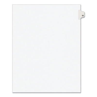 Preprinted Legal Exhibit Side Tab Index Dividers, Avery Style, 10-Tab, 52, 11 x 8.5, White, 25/Pack, (1052) (01052)