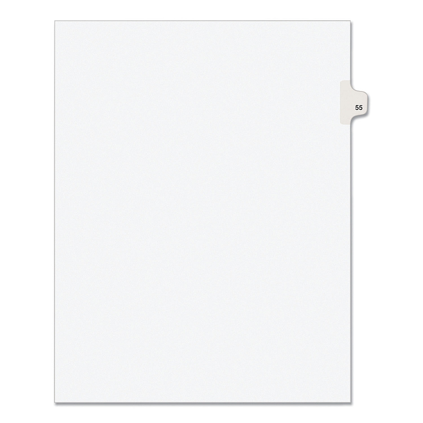 Preprinted Legal Exhibit Side Tab Index Dividers, Avery Style, 10-Tab, 55, 11 x 8.5, White, 25/Pack, (1055) (AVE01055)