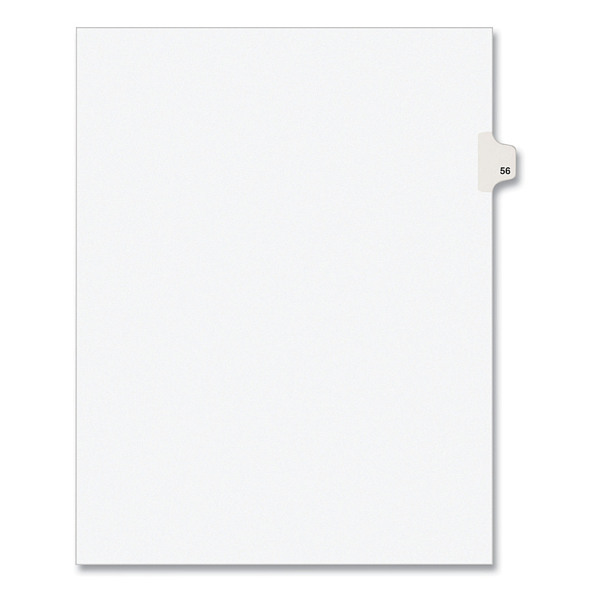 Preprinted Legal Exhibit Side Tab Index Dividers, Avery Style, 10-Tab, 56, 11 x 8.5, White, 25/Pack, (1056) (AVE01056)