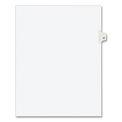 Preprinted Legal Exhibit Side Tab Index Dividers, Avery Style, 10-Tab, 57, 11 x 8.5, White, 25/Pack, (1057) (AVE01057)