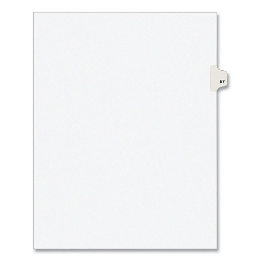 Preprinted Legal Exhibit Side Tab Index Dividers, Avery Style, 10-Tab, 57, 11 x 8.5, White, 25/Pack, (1057) (AVE01057)