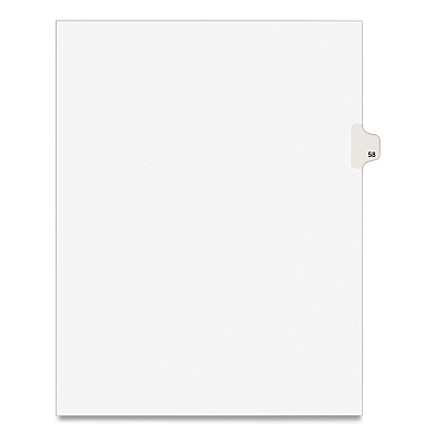 Preprinted Legal Exhibit Side Tab Index Dividers, Avery Style, 10-Tab, 58, 11 x 8.5, White, 25/Pack, (1058) (AVE01058)