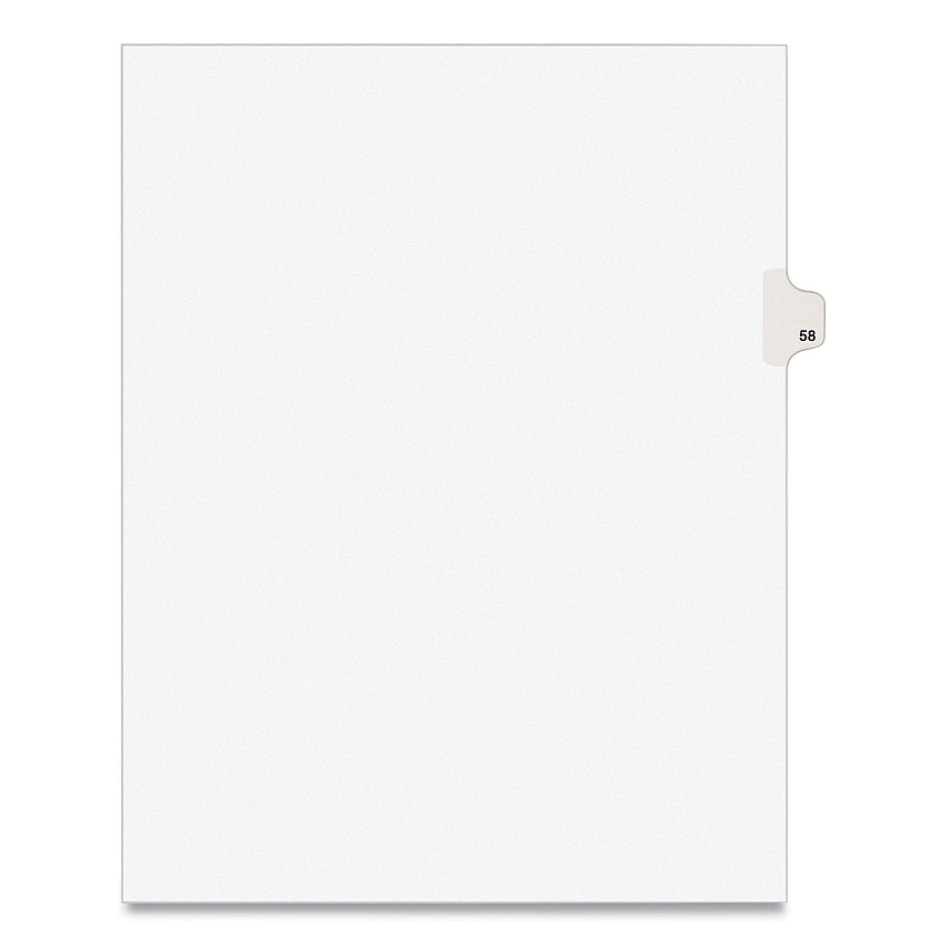 Preprinted Legal Exhibit Side Tab Index Dividers, Avery Style, 10-Tab, 58, 11 x 8.5, White, 25/Pack, (1058) (AVE01058)