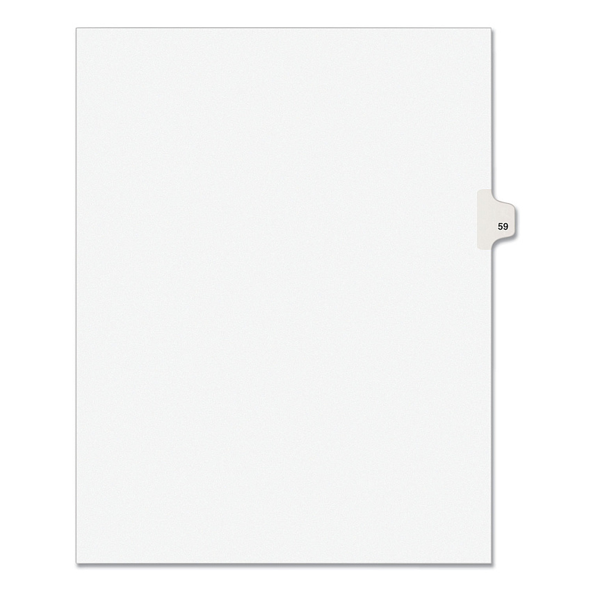 Preprinted Legal Exhibit Side Tab Index Dividers, Avery Style, 10-Tab, 59, 11 x 8.5, White, 25/Pack, (1059) (AVE01059)