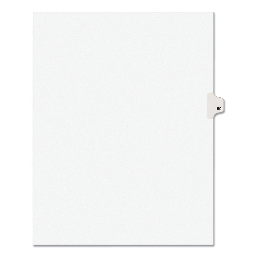 Preprinted Legal Exhibit Side Tab Index Dividers, Avery Style, 10-Tab, 60, 11 x 8.5, White, 25/Pack, (1060) (AVE01060)