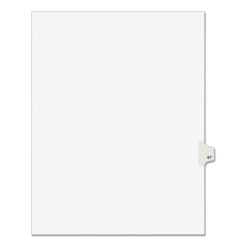 Preprinted Legal Exhibit Side Tab Index Dividers, Avery Style, 10-Tab, 67, 11 x 8.5, White, 25/Pack, (1067) (AVE01067)