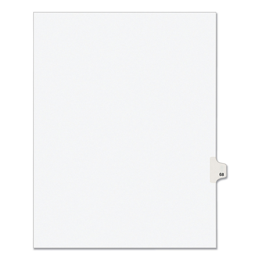 Preprinted Legal Exhibit Side Tab Index Dividers, Avery Style, 10-Tab, 68, 11 x 8.5, White, 25/Pack, (1068) (AVE01068)