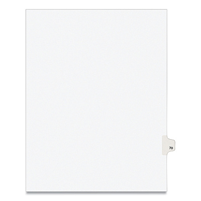 Preprinted Legal Exhibit Side Tab Index Dividers, Avery Style, 10-Tab, 70, 11 x 8.5, White, 25/Pack, (1070) (AVE01070)