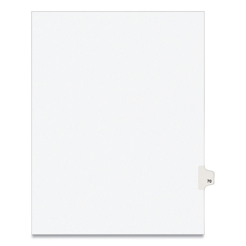 Preprinted Legal Exhibit Side Tab Index Dividers, Avery Style, 10-Tab, 70, 11 x 8.5, White, 25/Pack, (1070) (AVE01070)
