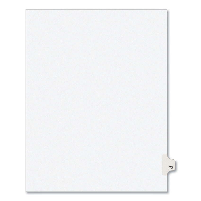 Preprinted Legal Exhibit Side Tab Index Dividers, Avery Style, 10-Tab, 73, 11 x 8.5, White, 25/Pack, (1073) (AVE01073)