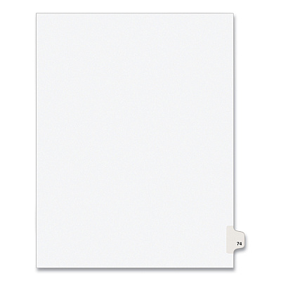 Preprinted Legal Exhibit Side Tab Index Dividers, Avery Style, 10-Tab, 74, 11 x 8.5, White, 25/Pack, (1074) (AVE01074)