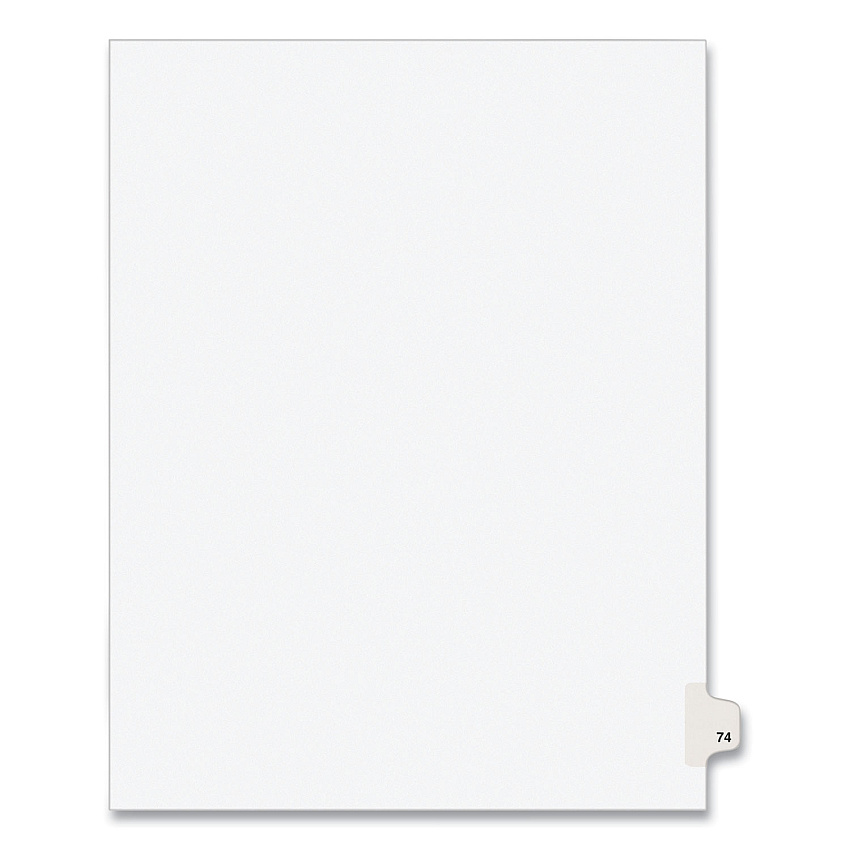 Preprinted Legal Exhibit Side Tab Index Dividers, Avery Style, 10-Tab, 74, 11 x 8.5, White, 25/Pack, (1074) (AVE01074)