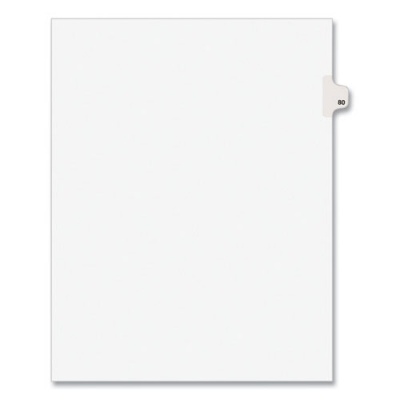 Preprinted Legal Exhibit Side Tab Index Dividers, Avery Style, 10-Tab, 80, 11 x 8.5, White, 25/Pack, (1080) (01080)