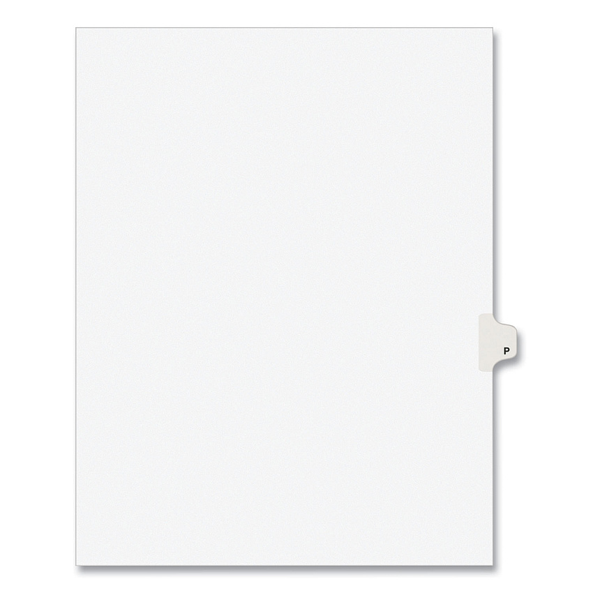 Preprinted Legal Exhibit Side Tab Index Dividers, Avery Style, 26-Tab, P, 11 x 8.5, White, 25/Pack, (1416) (AVE01416)