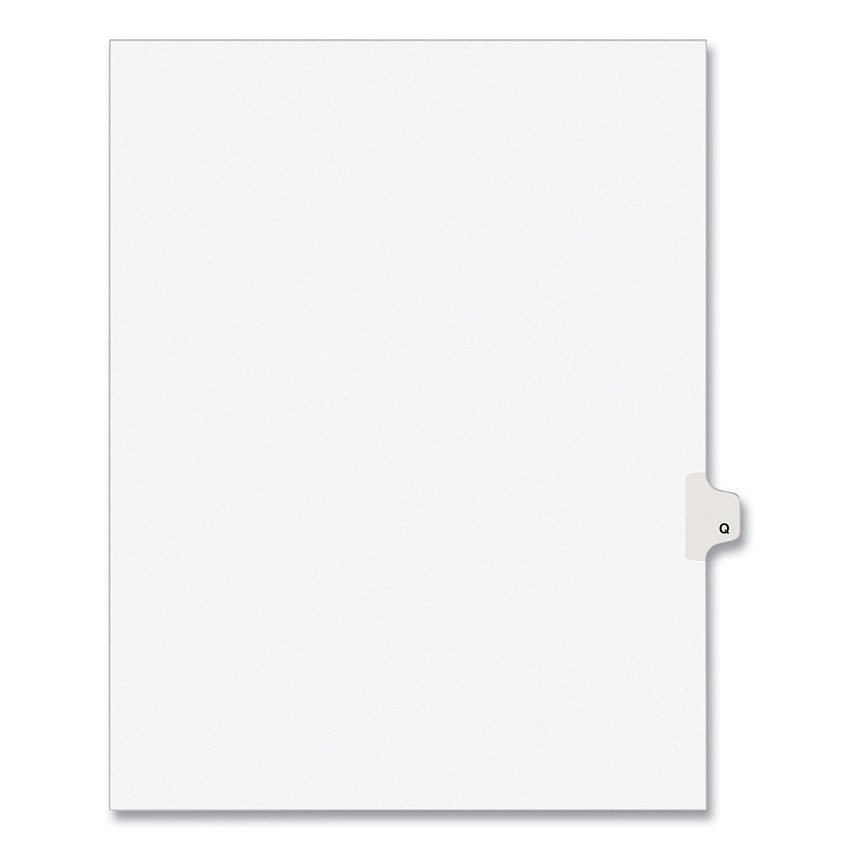 Preprinted Legal Exhibit Side Tab Index Dividers, Avery Style, 26-Tab, Q, 11 x 8.5, White, 25/Pack, (1417) (AVE01417)