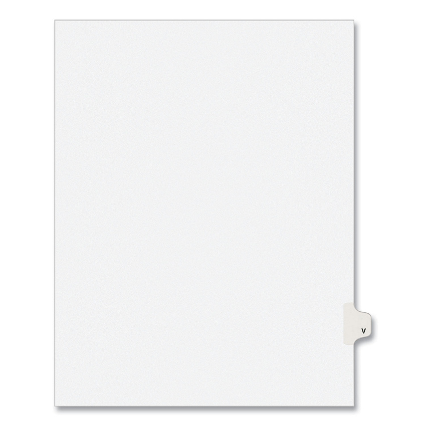 Preprinted Legal Exhibit Side Tab Index Dividers, Avery Style, 26-Tab, V, 11 x 8.5, White, 25/Pack, (1422) (AVE01422)