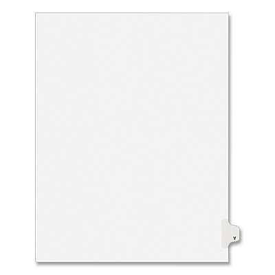 Preprinted Legal Exhibit Side Tab Index Dividers, Avery Style, 26-Tab, Y, 11 x 8.5, White, 25/Pack, (1425) (AVE01425)