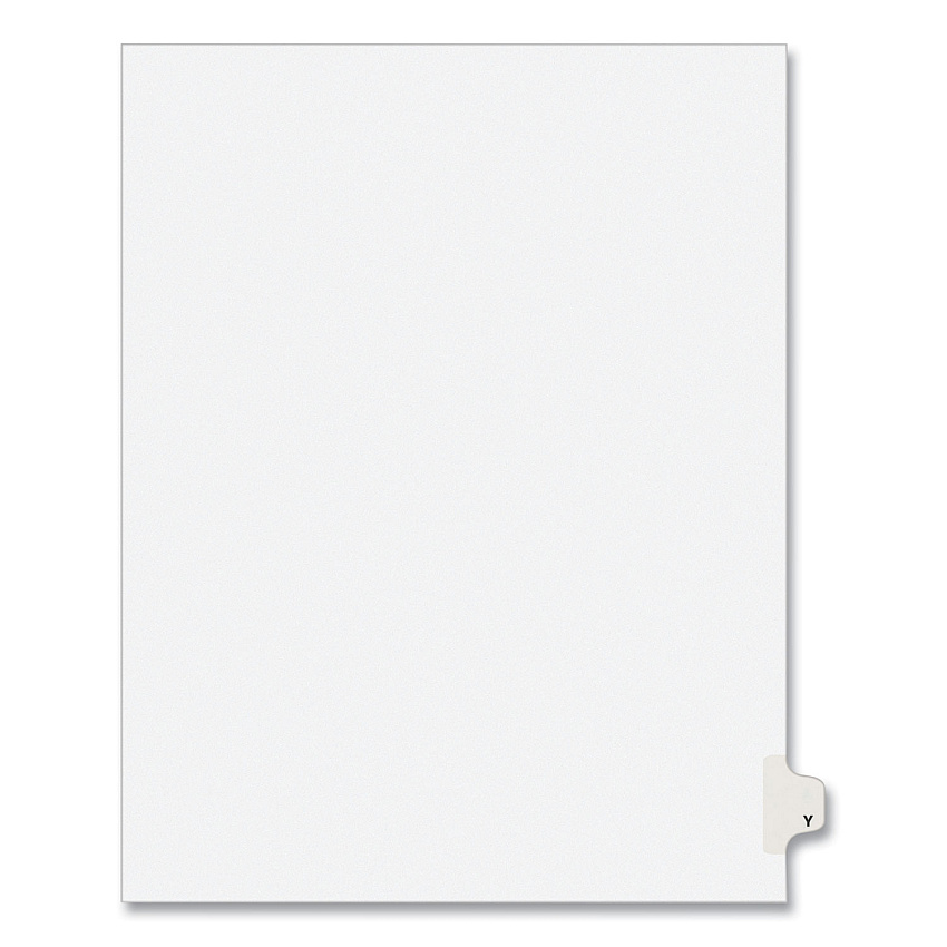 Preprinted Legal Exhibit Side Tab Index Dividers, Avery Style, 26-Tab, Y, 11 x 8.5, White, 25/Pack, (1425) (AVE01425)