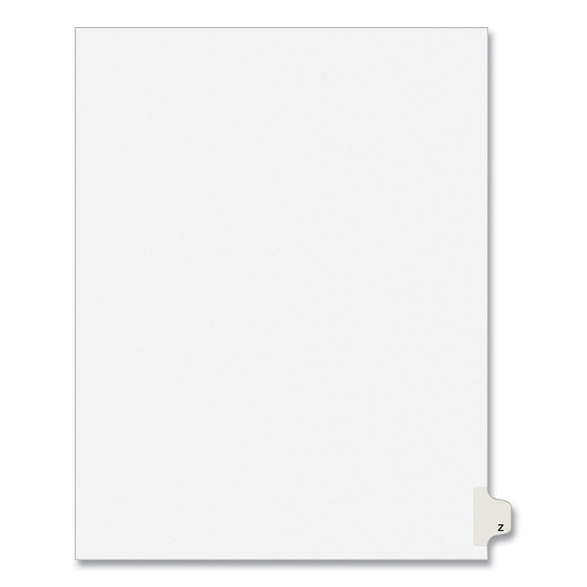Preprinted Legal Exhibit Side Tab Index Dividers, Avery Style, 26-Tab, Z, 11 x 8.5, White, 25/Pack, (1426) (AVE01426)