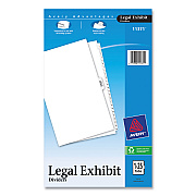 Preprinted Legal Exhibit Side Tab Index Dividers, Avery Style, 26-Tab, 1 to 25, 14 x 8.5, White, 1 Set (AVE11371)