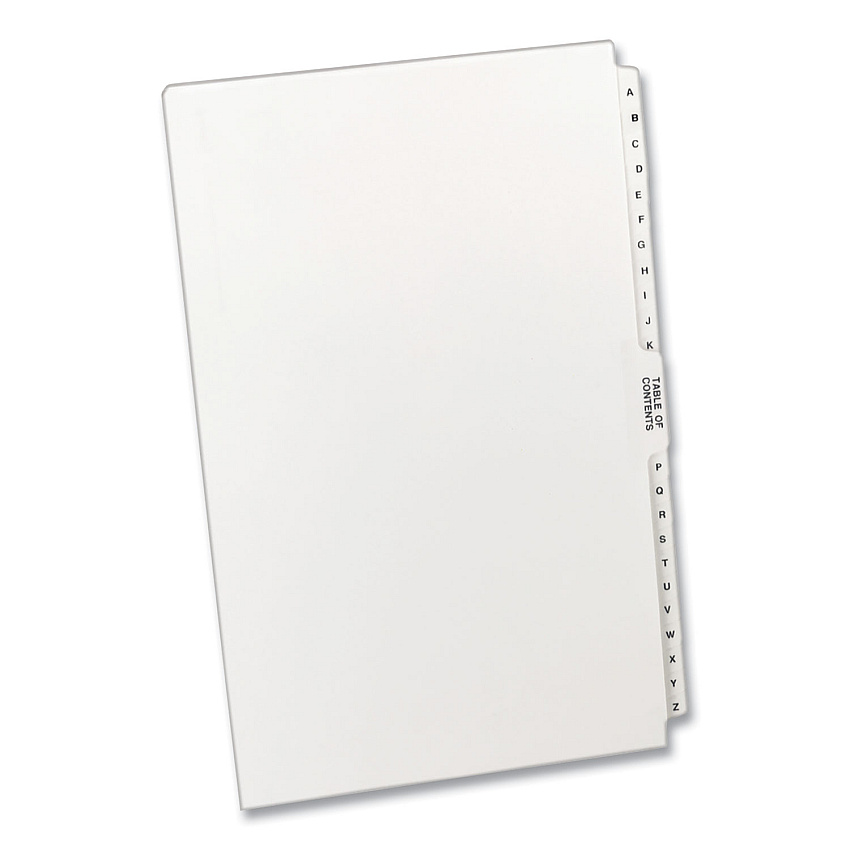 Preprinted Legal Exhibit Side Tab Index Dividers, Avery Style, 27-Tab, A to Z, 14 x 8.5, White, 1 Set (AVE11375)