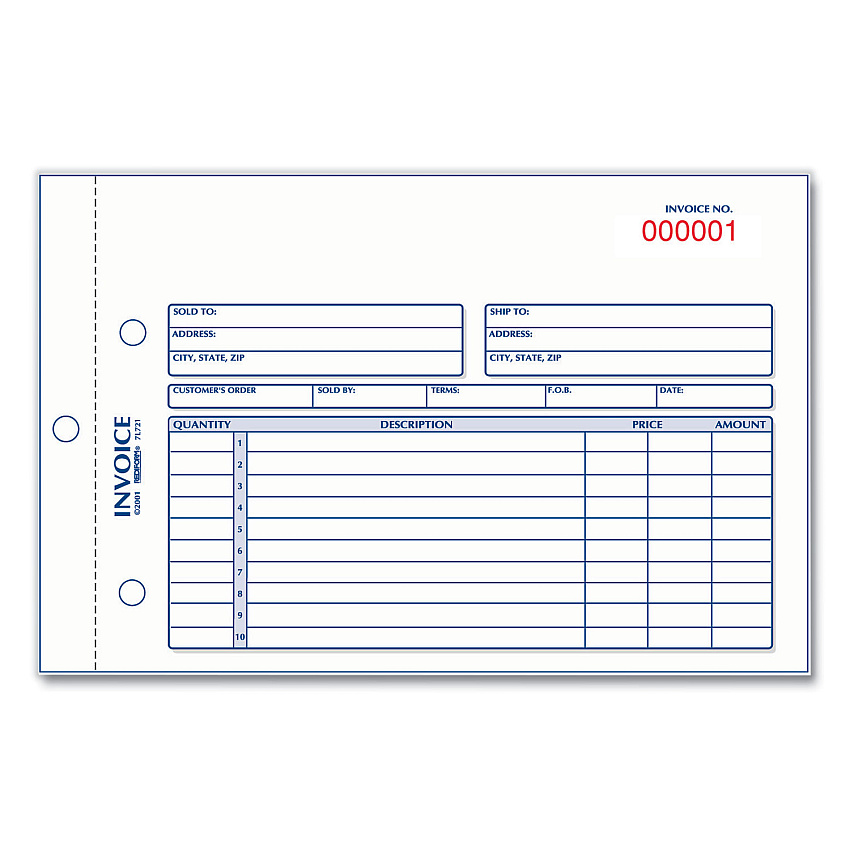 Rediform Invoice Book, Two-Part Carbonless, 5.5 x 7.88, 50 Forms Total (RED7L721)