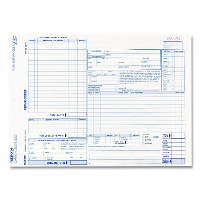 Rediform Speediset Four-Part Auto Repair Form, Four-Part Carbonless, 11 x 8.5, 50 Forms Total (RED4P489)